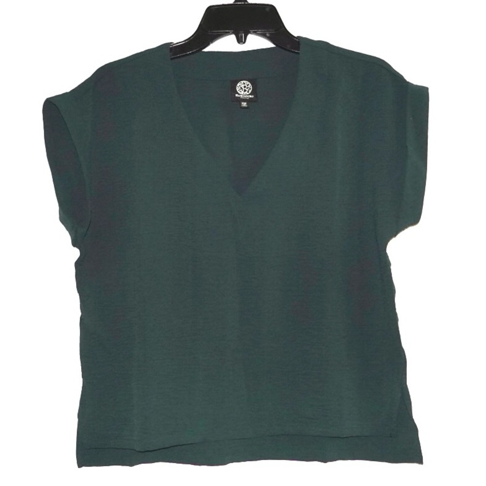 Bobeau‎ Petite V-Neck Blouse – Size XSP, Forest Green, Lightweight